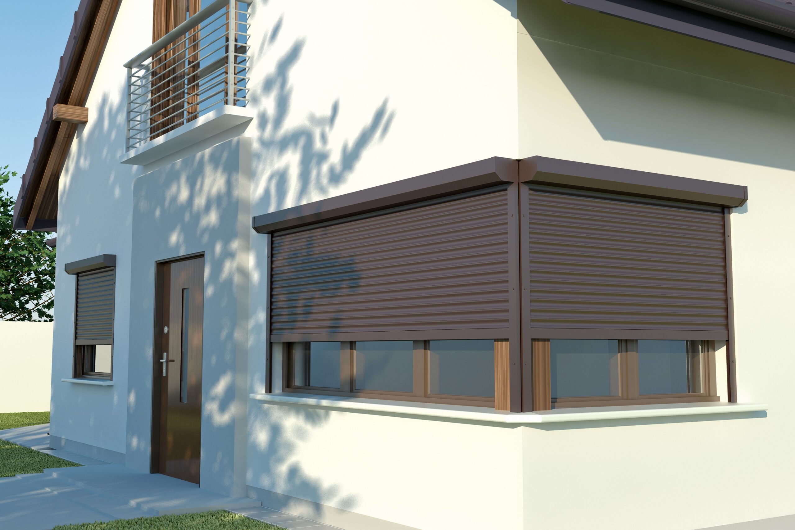 blinds and house, 3D illustration