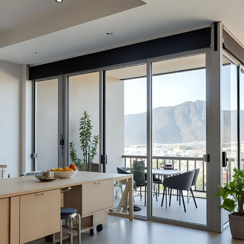 Office space with sliding glass screen doors installed by commercial screening experts in Tampa, FL