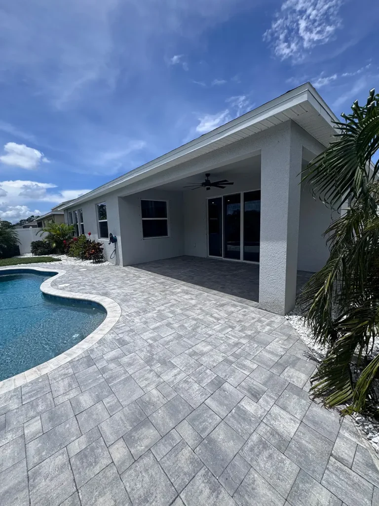Back Porch Screen Enclosure Installation, Pool-to-Patio Connected Design