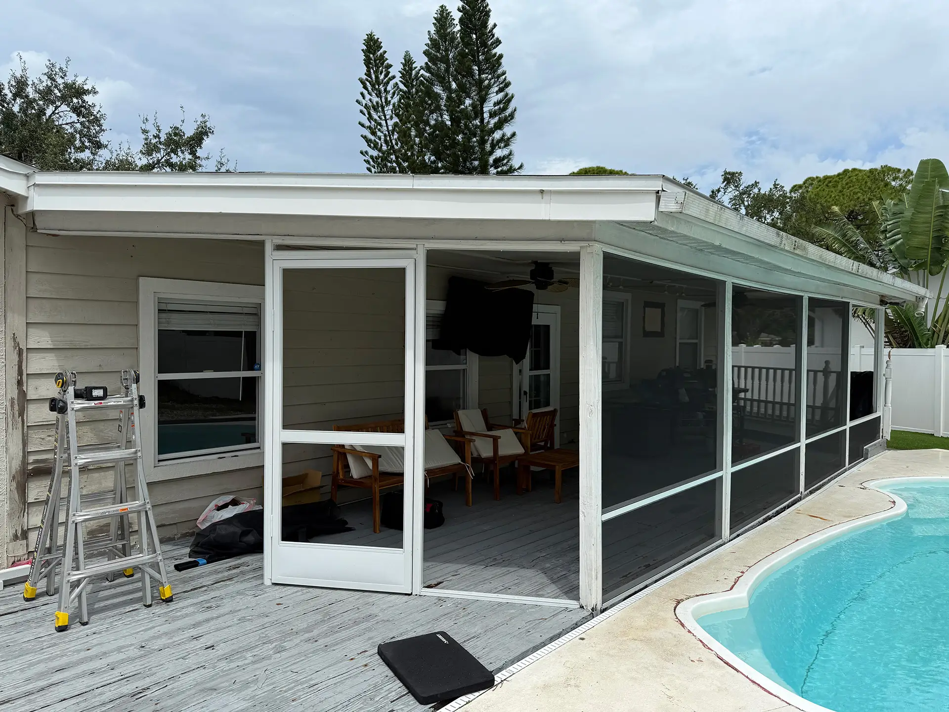 Poolside Porch Screen Enclosure Installation, July 2025