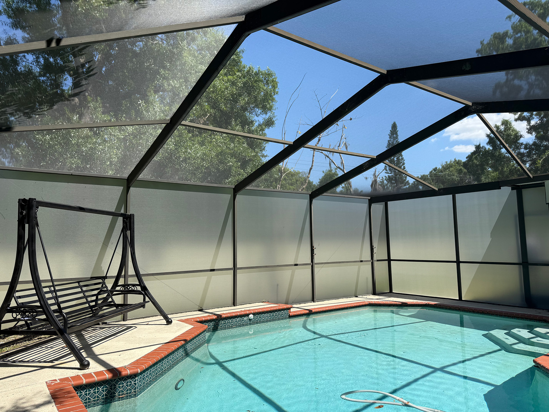 Privacy Screen Installation for Pool Enclosure, March 2025