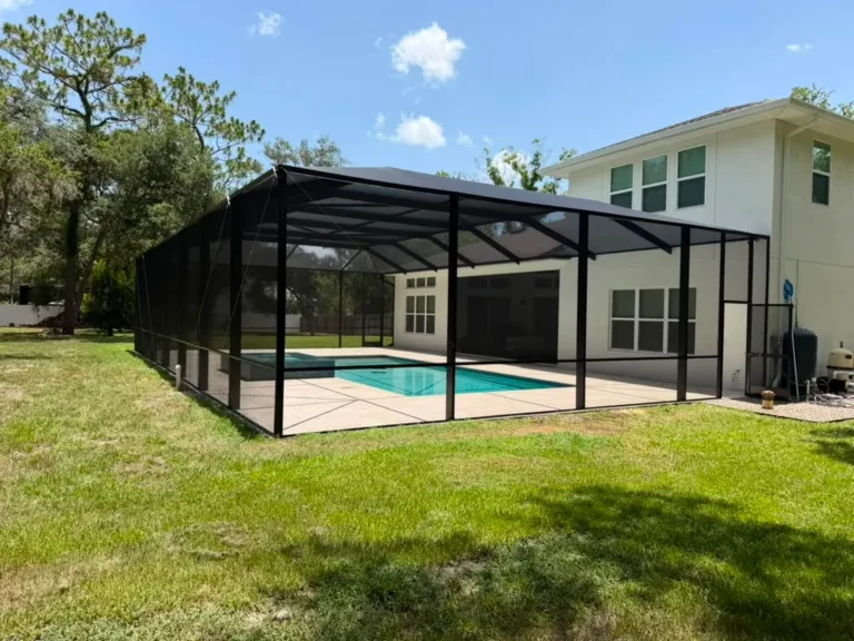 Custom Mansard Pool Cage Installation in Lutz 10