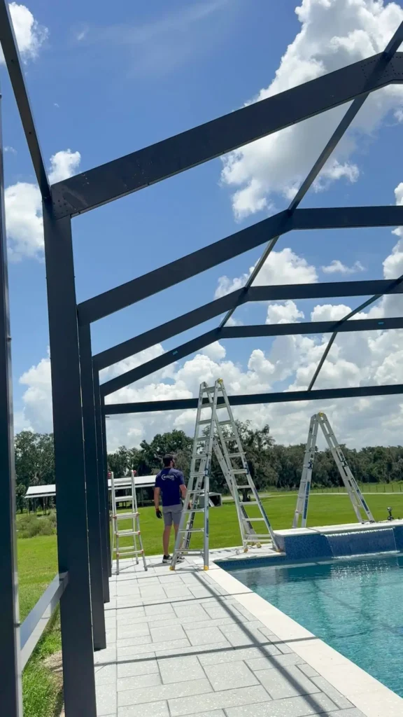 Custom Panoramic Pool Screen Enclosure with Mansard Roof in Dover, FL - 11