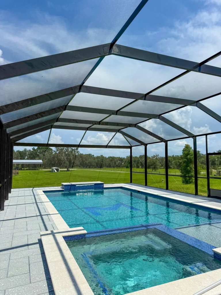 Custom Panoramic Pool Screen Enclosure with Mansard Roof in Dover, FL - 23