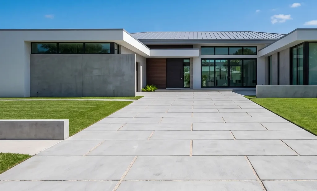 Large Format Modern Driveway Paver Installation in Florida