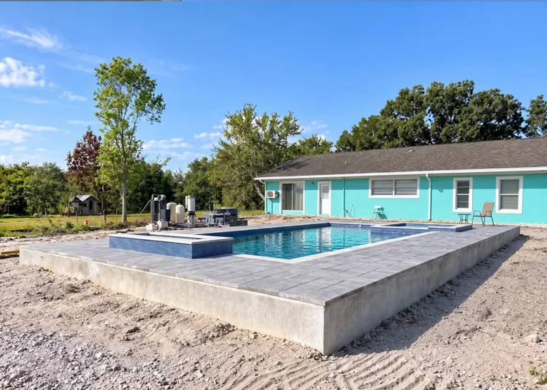 Before Installation of Custom Panoramic Pool Screen Enclosure with Mansard Roof in Dover, FL