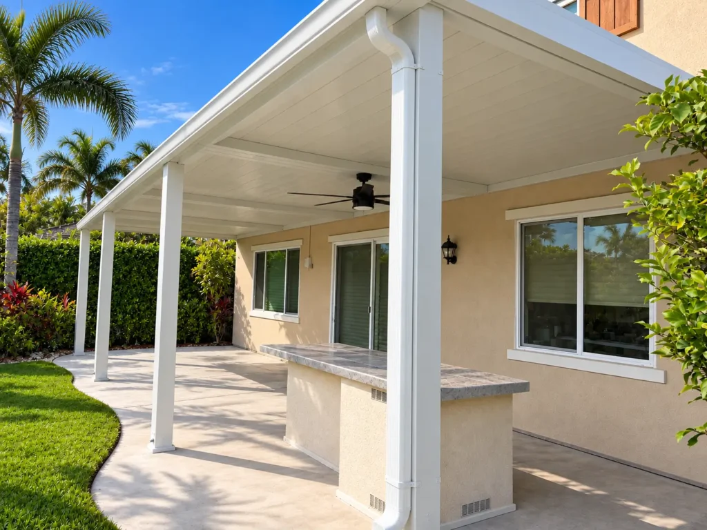 Bright Florida Patio with Tropical Landscaping
